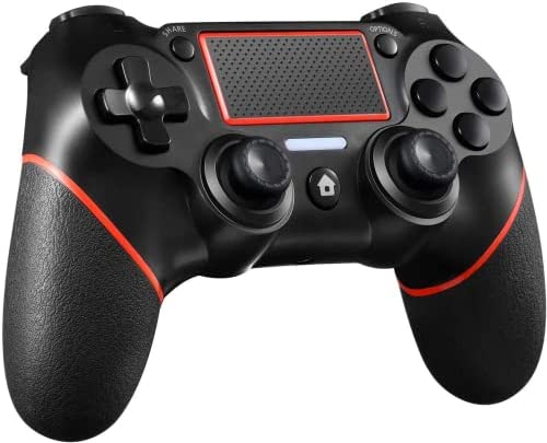 Sefwon PS4 Controller Wireless Game Compatible with PS4/Pro/PC with Motion Motors and Audio Function, Mini LED Indicator, USB Cable and Anti-Slip (Red)
