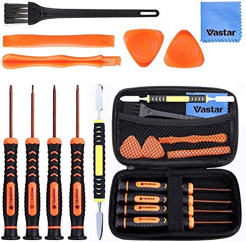 Vastar Repair Tool Kit for Xbox One 360 PS3 PS4 PS5 Controller XBOX series X|S, 12 in 1 T6 T8 T10 Xbox One Screwdriver Set with Cross Screwdriver 1.5, Safe Pry Tools, Cleaning Brush & Cloth in EVA Bag