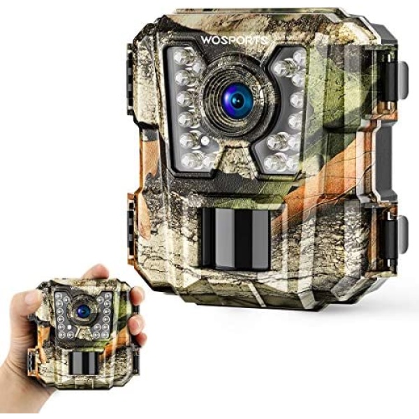 WOSPORTS Mini Trail Camera 16MP 1080P HD Wildlife Scouting Hunting Camera with IR Night Vision Waterproof Video Cam G100