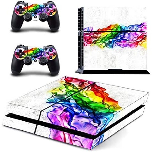 Wodoys Vinyl Stickers Skins Fit for PS4 Console and Controllers Suit Whole Body, Rainbow Band