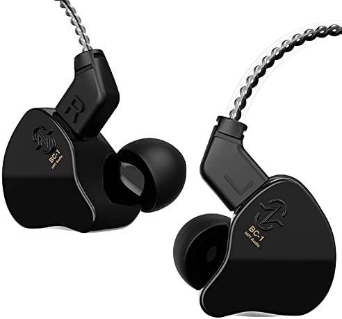 YINYOO CCZ Melody in-Ear Earphones Headphones Wired Earbuds Without Microphone Ear Monitors IEM HiFi Bass with 1DD 1BA, Ear fins, 4N OFC Cable for Musicians,Singer,Stage(Without mic, Dark Black)