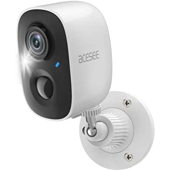 acesee Wireless Outdoor Security Camera,Battery Powered WiFi Cameras for Home Security System,Home Surveillance Camera with Night Vision,Motion Detection,Siren Alarm,Spotlight,2Way Audio,SD/Cloud