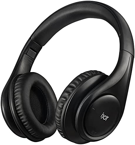 iJoy ISO Bluetooth 5.0 Wireless Over Ear Foldable Stereo Headphones with 30 Hours Battery and Built-in Microphone, (Matte Black)