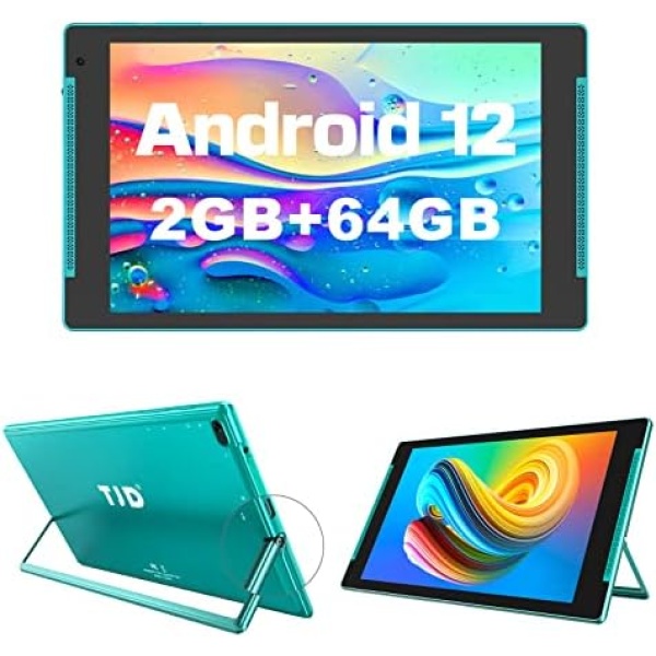 TJD Android 12 Tablet 10 inch Tablets,64GB ROM 512GB Expand Tablet pc,Quad Core Processor,HD IPS Screen,8MP Dual Camera,Wi-Fi, G+G, Bluetooth,6000mAh Battery Google GMS Stand Tablet