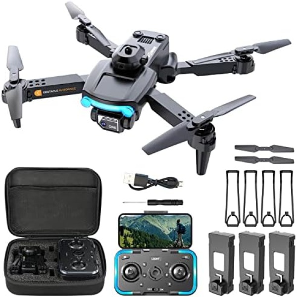 PETELLA Drones with 4K Dual Camera for Adults Kids Beginners ,360° Intelligent Obstacle Avoidance,WiFi FPV Video,Optical Flow Positioning Remote Control ESC One Key Start Landing Foldable RC Quadcopter Girls Boys Toys kids Gifts,3 Batteries…