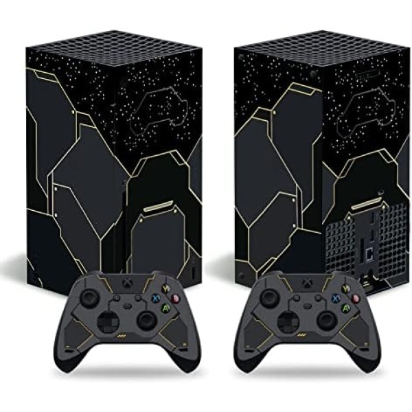 Skin Sticker for Xbox Series X Console and Wireless Controllers, Protective Skin Wrap Vinyl Decal for Microsoft Xbox Series X (Black Cool Design)
