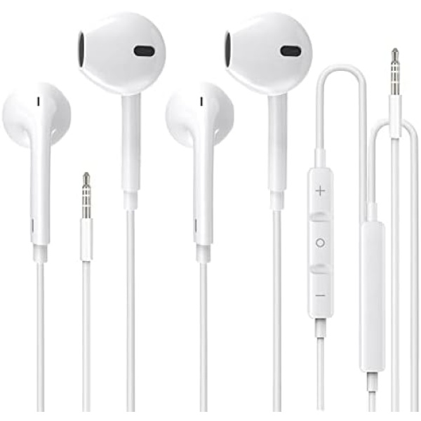 2 Pack -Wired Apple Earbuds/Headphones/Earphones with 3.5mm Connector [Apple MFi Certified] with Mic,Volume Control Compatible with iPhone,iPad,iPod,Computer,MP3/4,Android Most 3.5mm Audio Devices