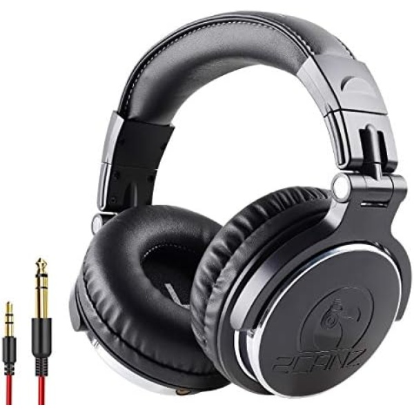 2CANZ Over-Ear Professional Wired DJ Headphones - 50mm Neodymium Drivers, Closed Back, Plush Comfrasoft Ear Cushions, 8-Way Adjustable Earpads, Foldable, and Joint Listening