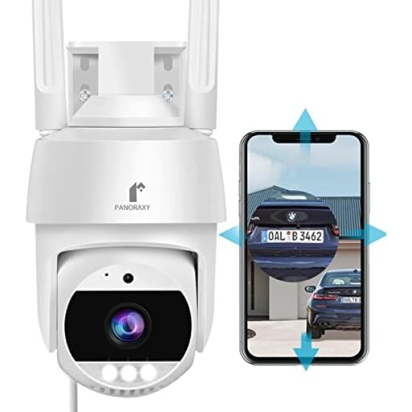 3K 5MP Security Camera Outdoor – Work with Alexa, Google Home, Ultra Clear, AI & Audio Motion Detection Siren, 360° View Auto Tracking, 2-Way Talk, PTZ Color Night Vision, Outside 2.4g WiFi Spotlight