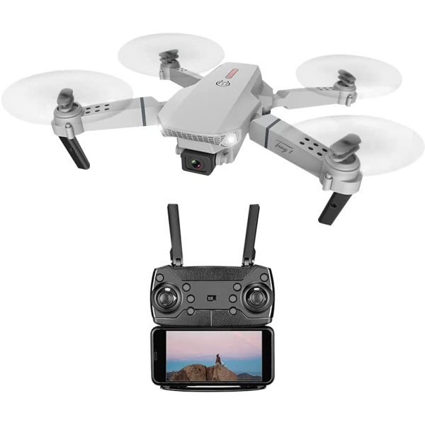 4K Drone with Dual HD Camera, FPV Live Video RC Quadcopter , Foldable Design, Battery and Carrying Case Included, 3D Flip, Custom Route, One Key Return (Gray)
