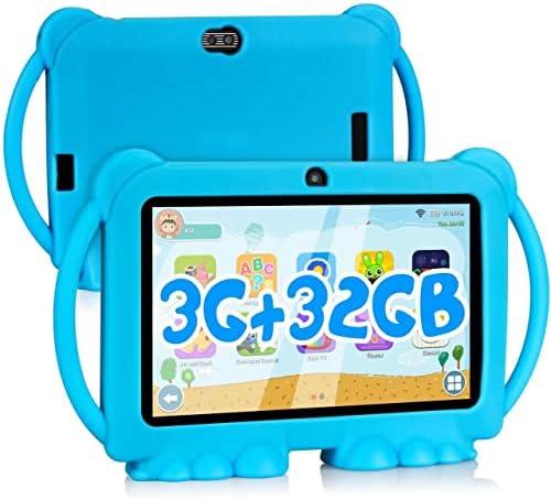 ATMPC Kids Tablet, 7 inch Tablet for Kids, 32GB ROM 3GB RAM Android 11.0 Toddler Tablet with 2.4G WiFi, GMS, Eye Protection Screen, Parental Control, Education APP, Dual Camera, Shockproof Case, Games