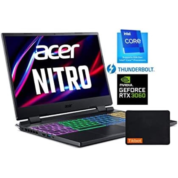 Acer Nitro 5 - 15.6" 144 Hz IPS - Intel Core i5 12th Gen 12500H (12-Core, 2.50GHz) - NVIDIA GeForce RTX 3060 - Thunderbolt 4 - Windows 11 - Gaming Laptop – w/Mouse Pad (16GB RAM | 512GB PCIe SSD)