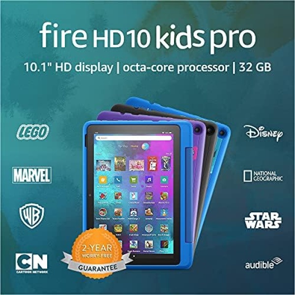Amazon Fire HD 10 Kids Pro tablet, 10.1", 1080p Full HD, ages 6–12, 32 GB, (2021 release), named "Best Tablet for Big Kids" by Good Housekeeping, (2021 release), Black