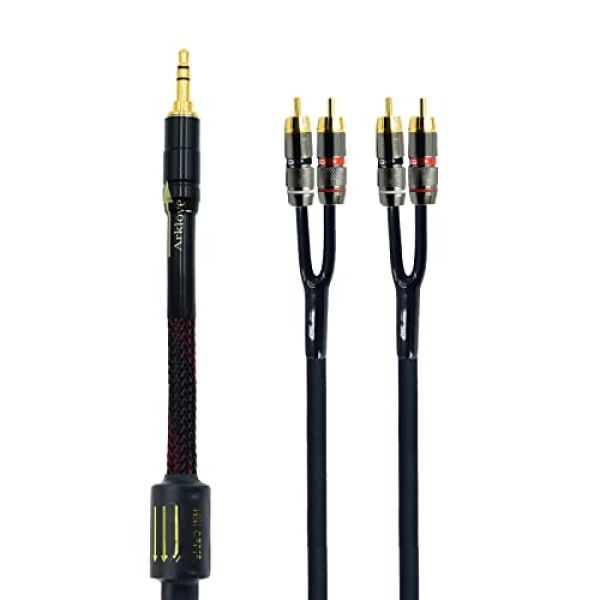 Arklove 10ft Shielded 1/8" aux Input 3.5mm RCA Output Splitter Stereo Audio Video Cable Out 3.5 Male to 4 RCA Male in Dual Speaker Cord 24k Gold Plated