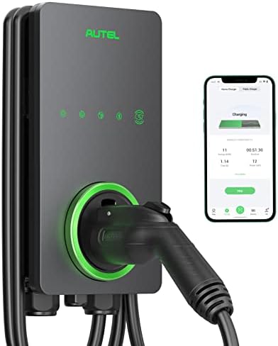 Autel Home Smart Electric Vehicle (EV) Charger up to 50Amp, 240V, Indoor/Outdoor Car Charging Station with Level 2, Wi-Fi and Bluetooth Enabled EVSE, 25-Foot Cable