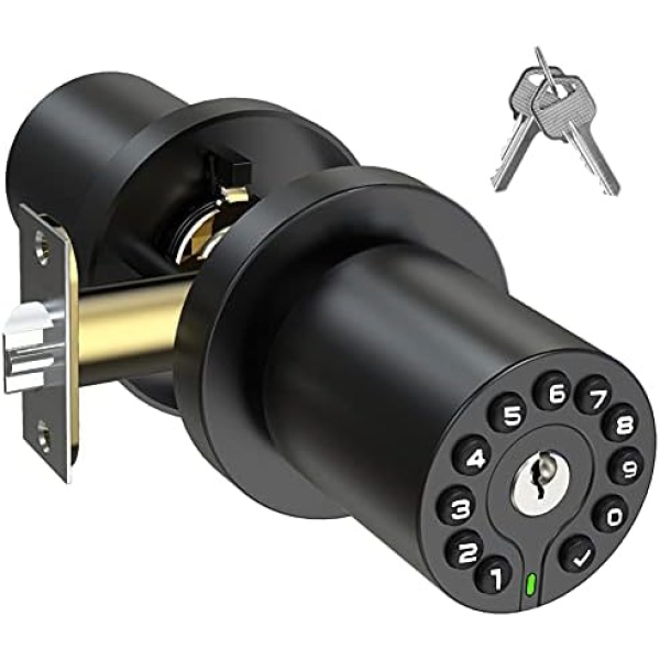 BOTHSTAR Keypad Door Knob with Key,Keyless Entry Door Lock, Code Locks Door Knob, Auto Lock,50 User Code,Easy to Install,for Home,Office,Hotel,Bedroom,Garage,No Deadbolt