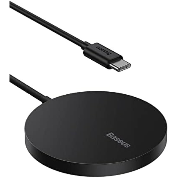 Baseus Magnetic Wireless Charger, 15W Mini Lightweight Charger with N52 Strong Magnets & Aerogel-Made Casing for an Upgraded Temperature Control for Magsafe Compatible with iPhone 12/13/14 Series