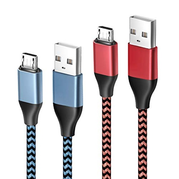 Charger Cable for PS4 Controller 2Pack 15ft Extra Durable Nylon Braided Micro USB Fast Charging Cord Compatible with Playstation 4,Xbox One S/X Controller,Samsung Galaxy S7 S6,J7 J3 Note 5 4 and More