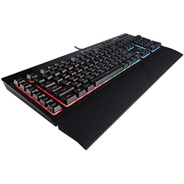 Corsair K55 RGB Gaming Keyboard - Quiet & Satisfying LED Backlit Keys - Media Controls - Wrist Rest Included - Onboard Macro Recording (Renewed)
