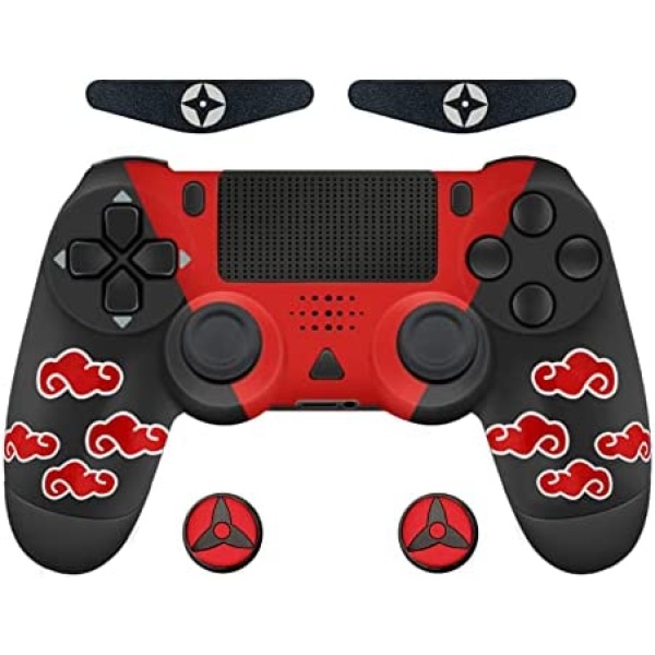 Custom Deisgn, Replacement for PS4 Controller, Red Cloud Wireless PS4 Controller Joystick for PS4, Slim, Pro and Windows PC, Bonus Two Thumb Grips and Two Light Stickers