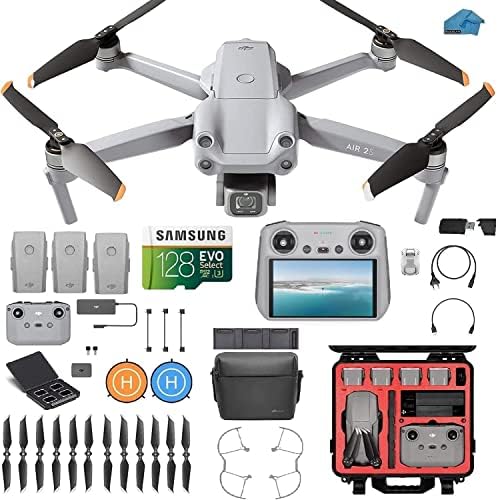 DJI Air 2S Fly More Combo with DJI-RC Remote - Drone Quadcopter UAV with 3-Axis Gimbal Camera, 5.4K Video, 3 batteries, Case, 128gb SD Card, Lens Filters, Landing pad Kit with Must Have Accessories
