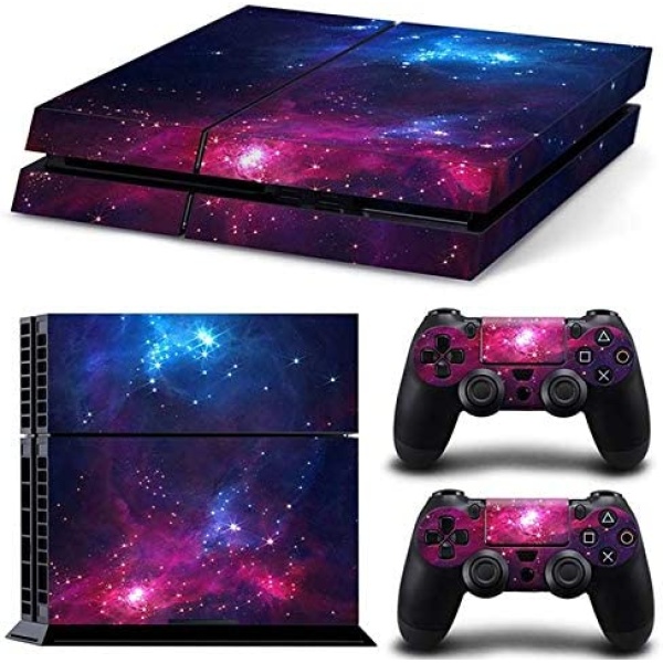 DOMILINA PS4 Skin Set Vinyl Decal Sticker for Playstation 4 Console Dualshock 2 Controllers - Purple Galaxy