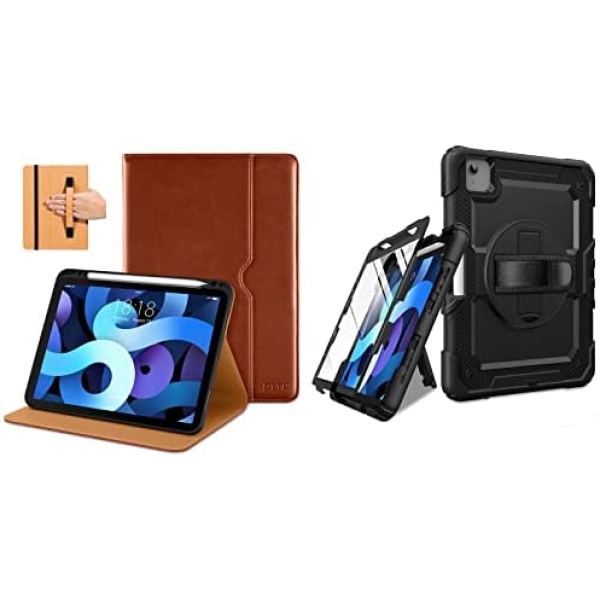 DTTO Case for iPad Pro 11 Inch 4th/3rd/2nd/1st Generation 2022/2021/2020/2018,Premium PU Leather Folio Stand Case and360 Rotating Hand Strap Case