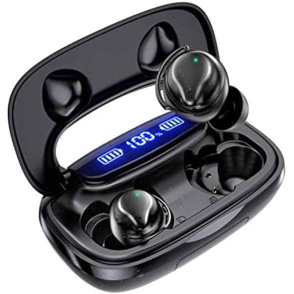 Emuael Wireless Earbuds Bluetooth,IPX8 Waterproof Earbuds with Wireless Charging Case & Power Digital Display Bluetooth Earbuds 180Hours Playtime with HiFi-5.2 Bluetooth Earbud with Microphone