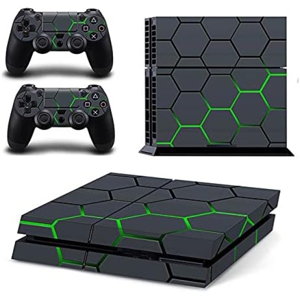 FOTTCZ Vinyl Skin for PS4 Console & Controllers Only, Sticker Decorate and Protect Equipment Surface, Gray Nest