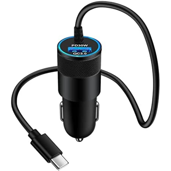Fast USB C Car Charger for Samsung Galaxy S23 S23+ S23 Ultra S22 S21 S20 A14 5G A13 A53 A23 Z Fold4 Flip4 A03S, 3FT Type C Cable, 48W Dual PD&QC Android Phone Car Cigarette Lighter Adapter USB Charger