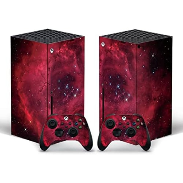Full Body Vinyl Skin Sticker Decal Cover for Microsoft Xbox Series X Console and Controllers - Red Universe