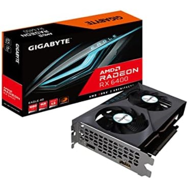 Gigabyte Radeon RX 6400 Eagle 4G Graphics Card, WINDFORCE 2X Cooling System, 4GB 64-bit GDDR6, GV-R64EAGLE-4GD Video Card