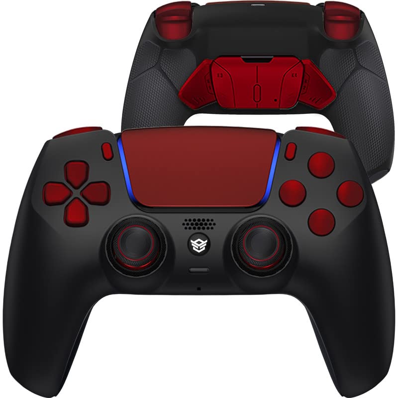 HEXGAMING RIVAL PRO Controller 4 Mappable Paddles & Interchangeable Thumbsticks & Hair Triggers Compatible with ps5 FPS Gamepad - Black Red