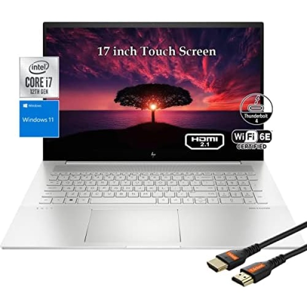 HP Envy Laptop 12th Gen Intel i7-1255U 10Core, 17inch Touch Screen Full HD IPS 300Nits 100% sRGB, Backlight Keyboard, Thunderbolt 4 Type-C, Wi-Fi 6E, Windows 11, HDMI Cable (32GB RAM | 1TB PCIe SSD)