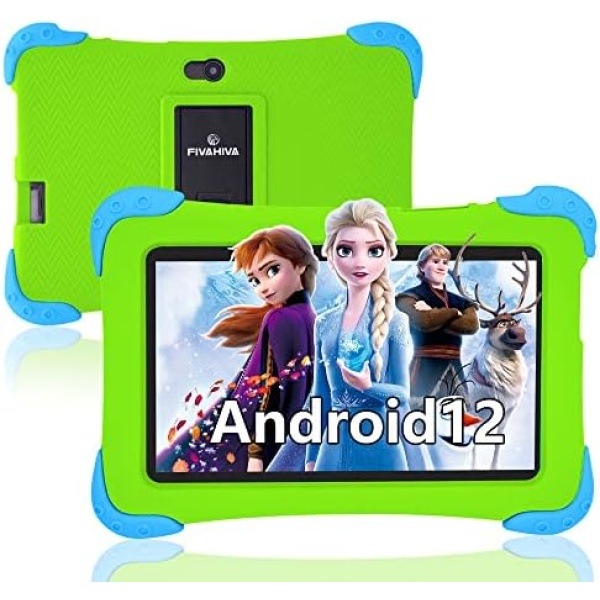 Kids Tablet 7 inch Tablet 32GB Google Play Android 12 Tablet for Kids APP Preinstalled Learning Education Tablet WiFi Camera Tablet with Case Included,Netflix YouTube Tablet for Toddlers(Green)