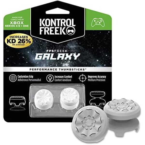 KontrolFreek FPS Freek Galaxy White for Xbox One and Xbox Series X Controller | Performance Thumbsticks | 1 High-Rise, 1 Mid-Rise | White