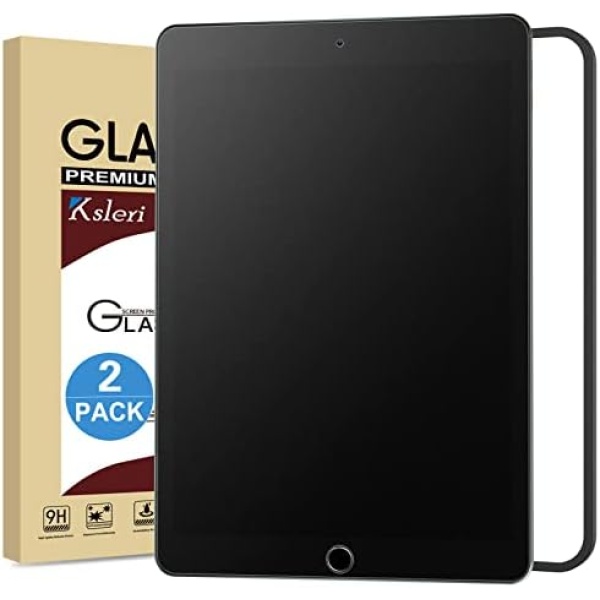 Ksleri [2 Pack Matte Glass Screen Protector for iPad 10.2 inch(2021/2020/2019 Model, 9th/8th/7th Generation) Anti-Glare Anti-Fingerprint Tempered Glass Film with Alignment Frame