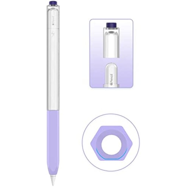 LJFLYXRI iPad Pencil Silicone Translucent Cover Compatible with Apple Pencil 2nd Generation Case,Compatible with Magnetic Charging and Double Tap Silicone Sleeve Protective Case (Purple)