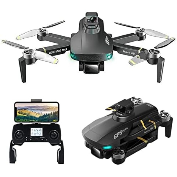 NEW Drone Pro Obstacle Avoidance 4-Axis Gimbal GPS Drone with 6K EIS Camera for Adults Beginner Professional Foldable FPV RC Quadcopter with Brushless Motor, Auto Return Home, Selfie, Follow Me, Waypoints Fly , Circle Fly, Auto Hover, Headless Mode with Carrycase (GD93 ProMax)