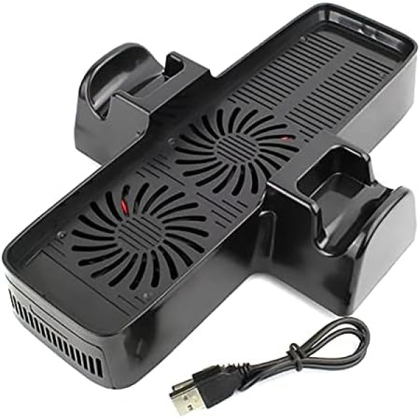 OSTENT 3 in 1 USB Cooling Fan + Console Controller Stand for Microsoft Xbox 360 Slim