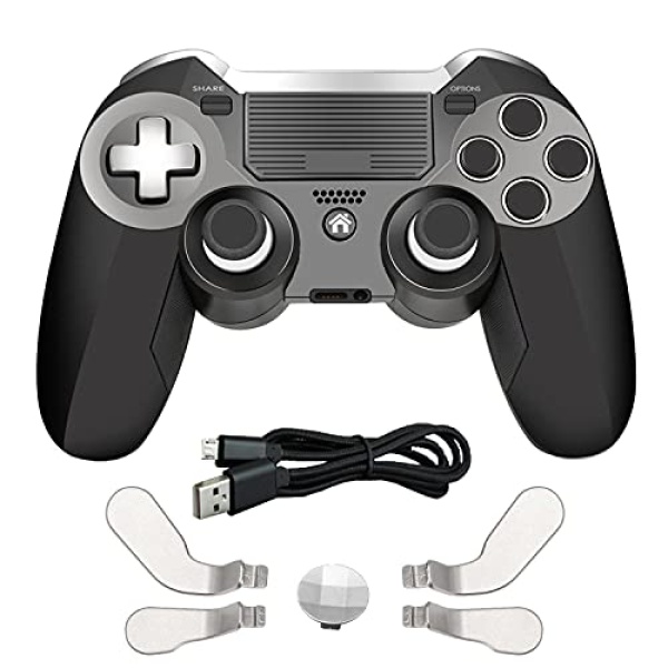 PS4 Elite Controller with Back Paddles,Heavy Dual Vibration Elite PS4 Wireless Custom Game Controller for Play Station 4 /PC with Speaker and 3.5mm Audio Headphone Jack