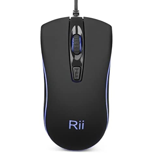 Rii Wired Mouse, RM105 USB Computer Mouse,Blue LED Optical 1600 DPI Office Mice for PC,Computer,Laptop,Desktop,Windows (RM105 1PACK)