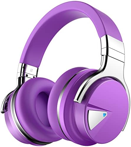 Silensys E7 Active Noise Cancelling Bluetooth Headphones with Microphone Deep Bass Wireless , Over Ear, Comfortable Protein Earpads, 30 Hours Playtime for Travel/Work, Purple