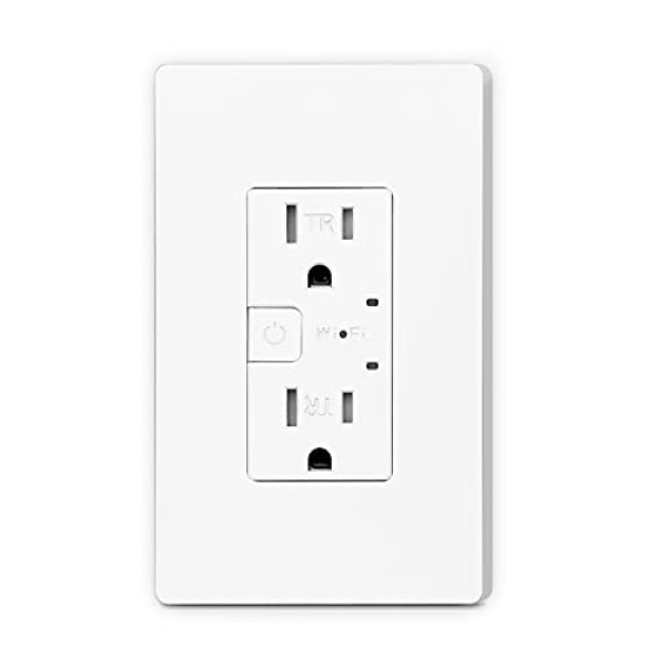 Smart Wall Outlet, Smart Wireless Tamper Resistant Outlet Compatible with Alexa and Google Assistant, Remote Control, ETL & FCC Approvel Samrt Receptacle, Requires 2.4 GHz Wi-Fi, No Hub Required