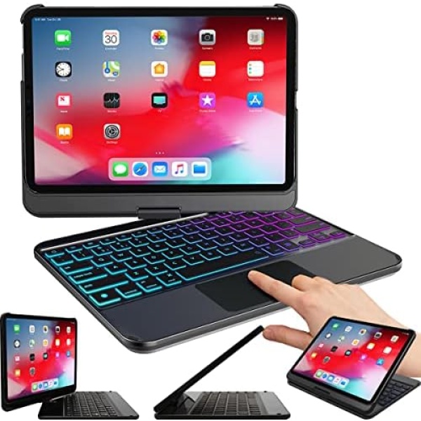 Snugg iPad 10th Generation Case with Keyboard (2022), Wireless Backlit Touchpad Bluetooth iPad 10.9 case with Keyboard 2022 360 Degree Rotatable iPad 10th Generation Case - Black