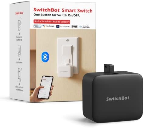 SwitchBot Smart Switch Button Pusher - No Wiring, Bluetooth App or Timer Control, Add SwitchBot Hub Mini to Make it Compatible with Alexa, Google Home, IFTTT (black)