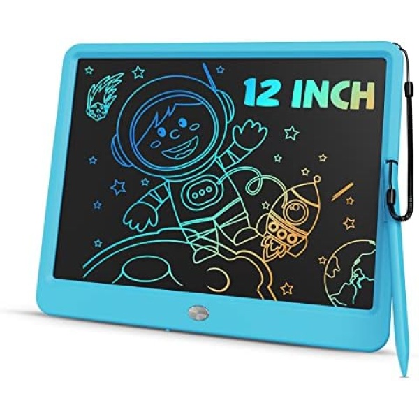 TEKFUN Large Screen 12inch LCD Writing Tablet with Anti-Lost Stylus, Erasable Doodle Board No Mess Drawing Pad, Car Trip Travel Toys for Kids, Birthday Gift for 3 4 5 6 7 Girls Boys