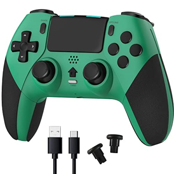 TERIOS Gaming Pro Controller Compatible with PS4,Pro,Slim - Wireless Controller with Built-in Speakers/Precise Joysticks/Turbo/Advanced Buttons Programming, and 1200mAh Rechargeable Battery (Green)