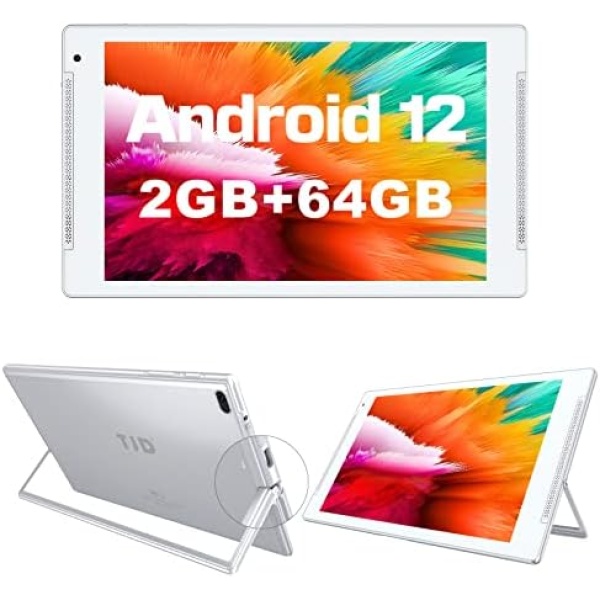TJD 10.1 inch Tablet Android 12 pc, 64GB ROM 512GB Expand Quad Core Processor,HD IPS Screen,8MP Dual Camera,Wi-Fi, G+G, Bluetooth,6000mAh Battery Google GMS Tablet with Stand