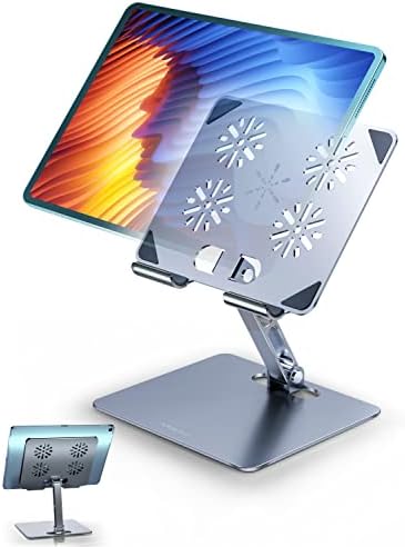 Tablet Stand Holder for Desk Adjustable Aluminum Portable Stand Foldable Desktop Tablet Dock Multi-Angle Riser Home Office Desk Accessories Compatible with iPad 12.9/11/10.5/9.7/ipad air Mini (4-13in)